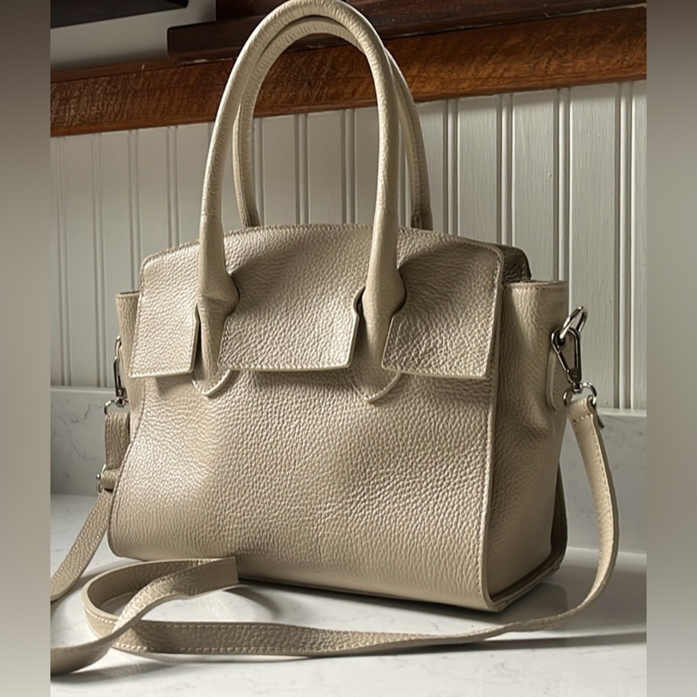 Italian Pebbled Leather Phantom Crossbody Handbag Purse